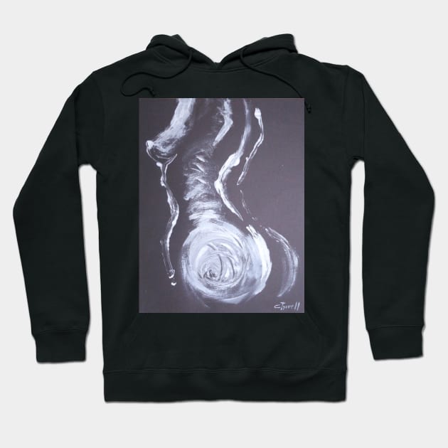 Black And White Side - Female Nude Hoodie by CarmenT
